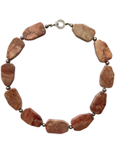 Load image into Gallery viewer, Pink Jasper and grey fresh water cultured pearls necklace - momola