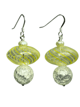 Load image into Gallery viewer, Hand blown glass, calcite and fresh water cultured pearls earrings - momola