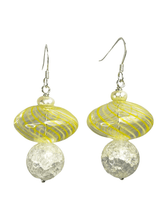 Load image into Gallery viewer, Hand blown glass, calcite and fresh water cultured pearls earrings - momola