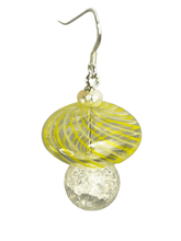 Load image into Gallery viewer, Hand blown glass, calcite and fresh water cultured pearls earrings - momola