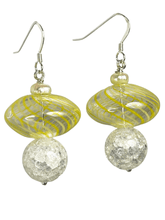 Load image into Gallery viewer, Hand blown glass, calcite and fresh water cultured pearls earrings - momola