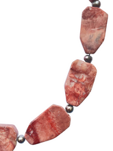 Load image into Gallery viewer, Pink Jasper and grey fresh water cultured pearls necklace - momola