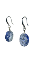 Load image into Gallery viewer, Dyed Oblong Crackle Calcite beads earrings with sterling silver hooks