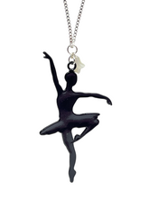 Load image into Gallery viewer, Black Ballerina pendant on silver chain - momola