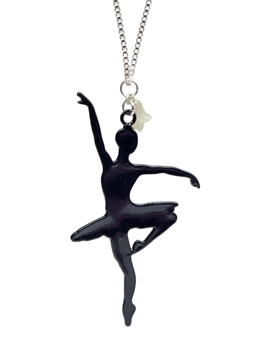 Black Ballerina pendant on silver chain - momola