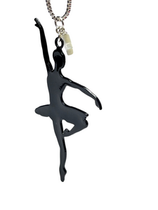 Black Ballerina pendant on silver chain - momola