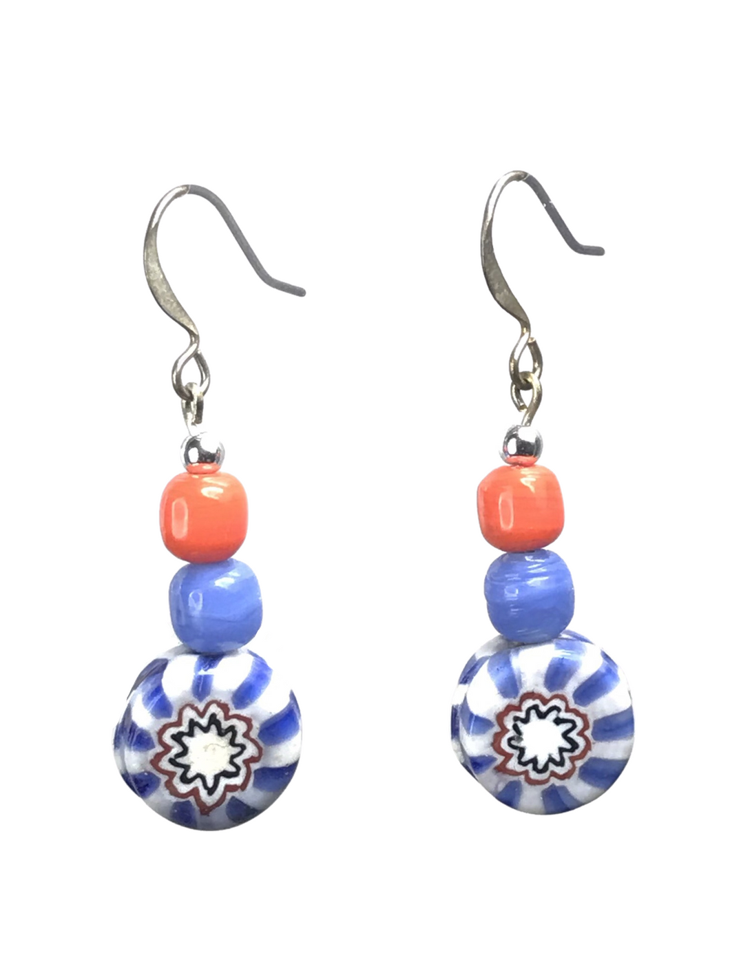 Orange & blue earrings - momola