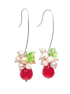 Ruby agate, pale pink earrings - momola