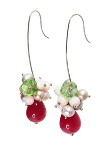 Ruby agate, pale pink earrings - momola