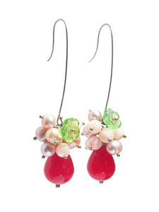 Ruby agate, pale pink earrings - momola