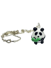 Load image into Gallery viewer, Glass Panda pendant on Silver chain - momola