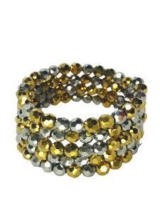 Silver/golden glass crystal cuff bracelet - momola