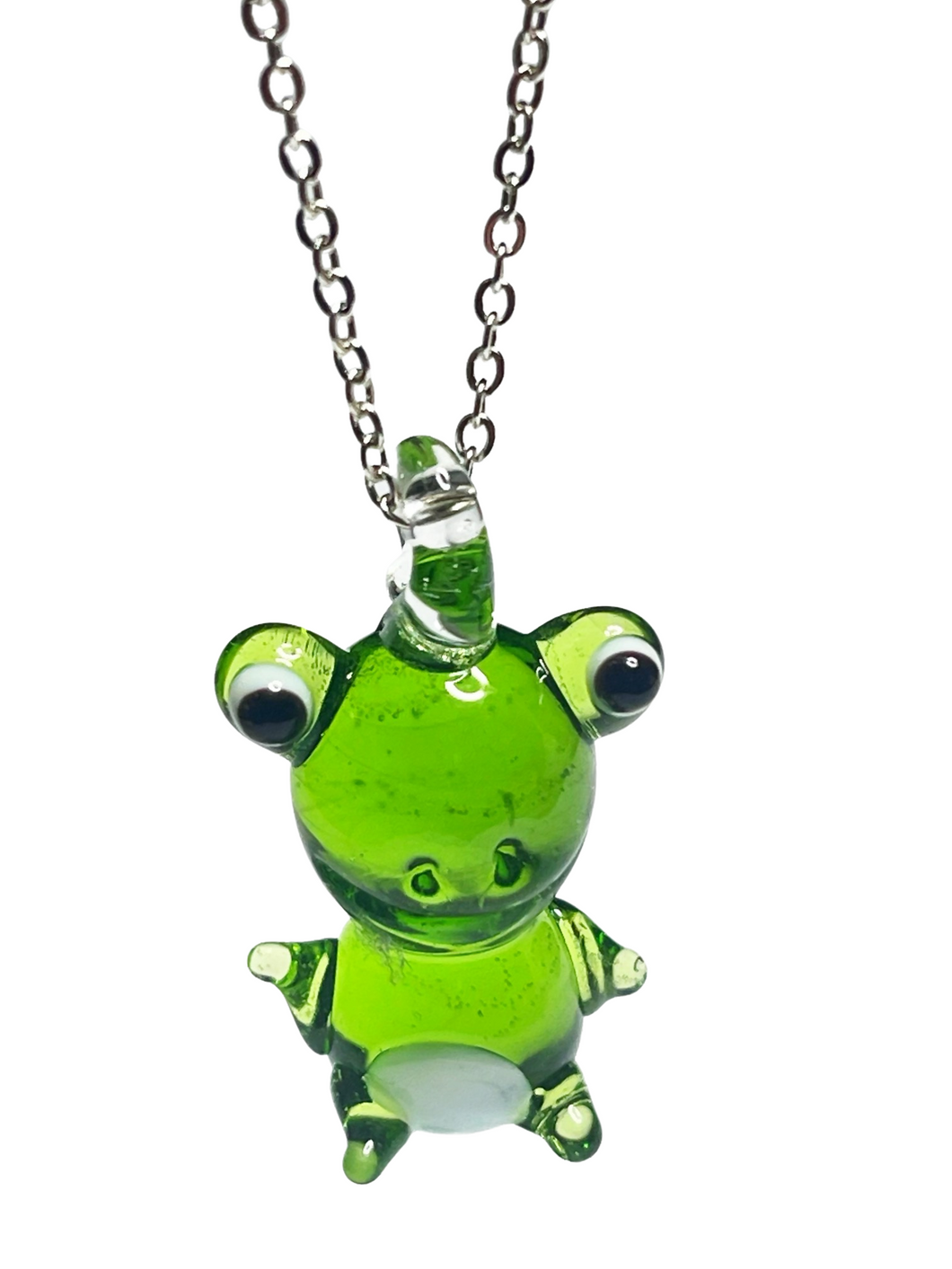 Glass Frog pendant on silver plated chain - momola