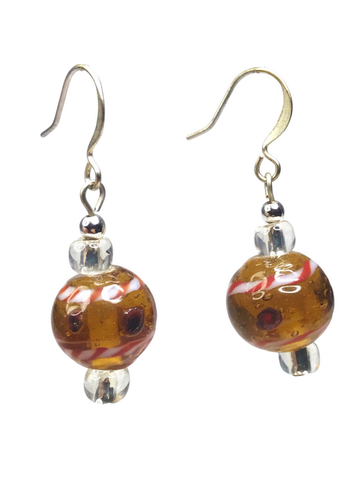 Honey coloured hand blown glass earrings - momola