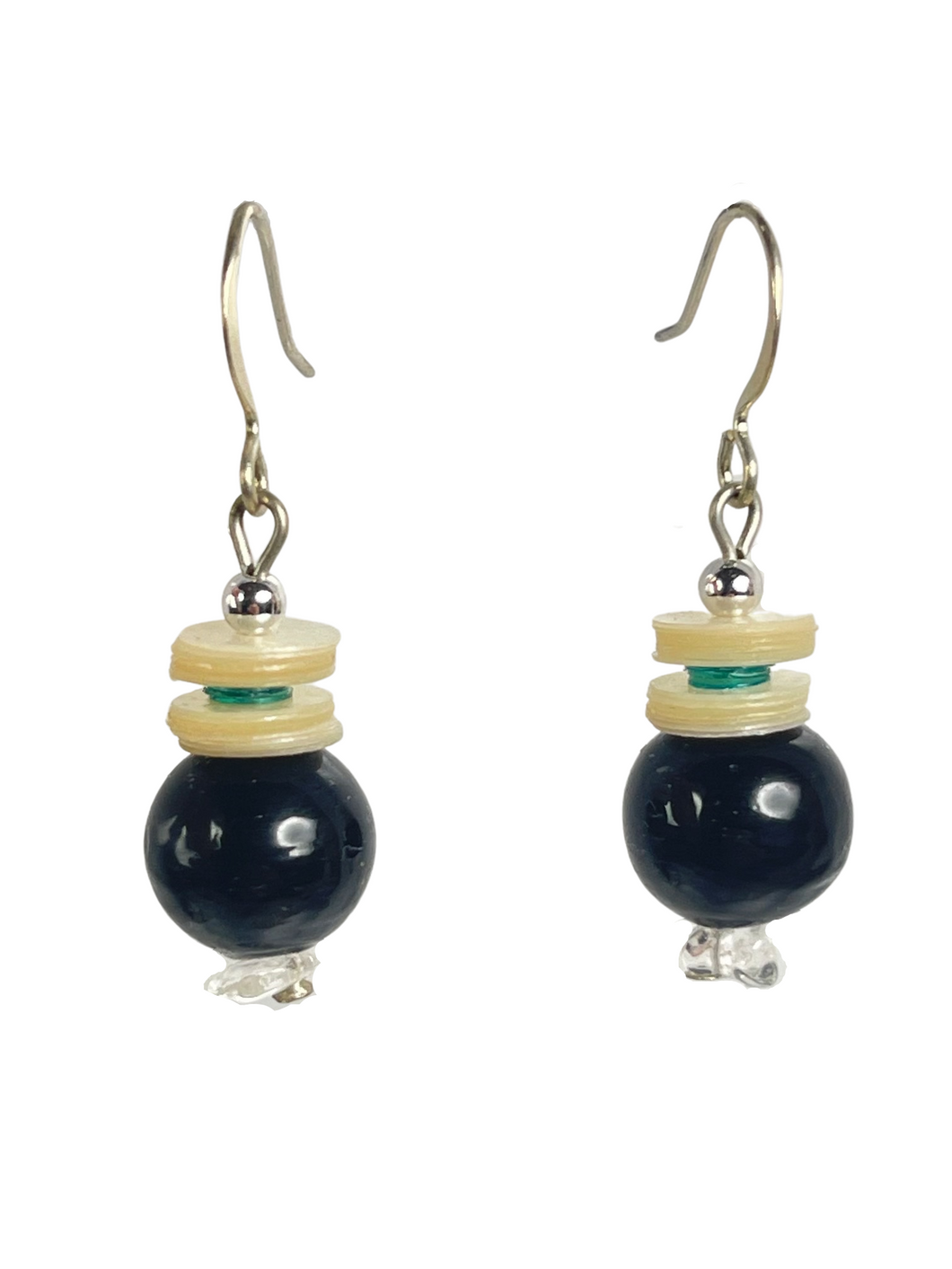 Black glass beads earrings - momola