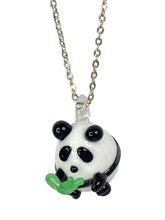 Load image into Gallery viewer, Glass Panda pendant on Silver chain - momola