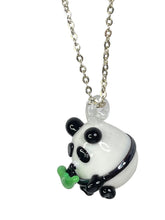 Load image into Gallery viewer, Glass Panda pendant on Silver chain - momola