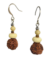 Load image into Gallery viewer, Rudraksh, bone &amp; glass beads earrings - momola