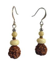 Load image into Gallery viewer, Rudraksh, bone &amp; glass beads earrings - momola