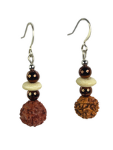 Load image into Gallery viewer, Rudraksh, bone &amp; acrylic beads earrings - momola