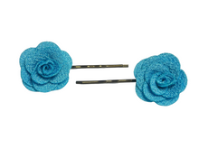 Load image into Gallery viewer, Fabric rose on bronze hair pins - momola