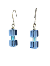 Load image into Gallery viewer, Clear blue glass cube earrings - momola