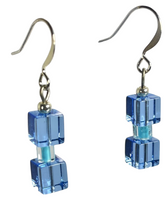 Load image into Gallery viewer, Clear blue glass cube earrings - momola