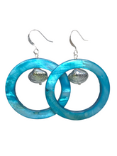 Load image into Gallery viewer, Ocean Blue Mother of Pearl &amp; glass earrings - momola