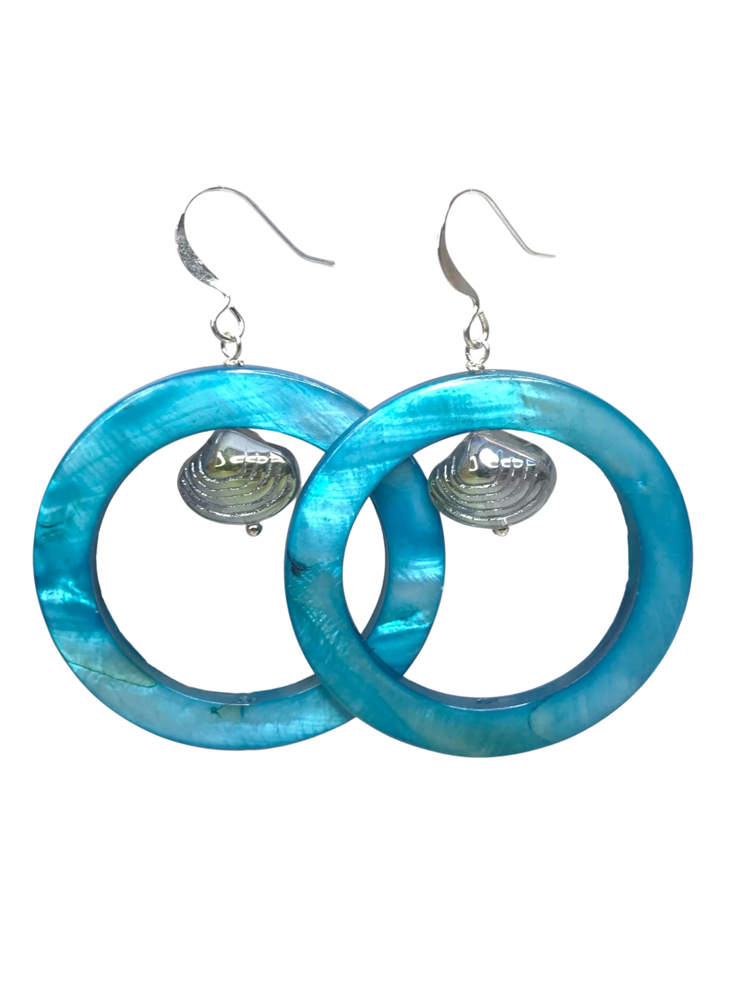 Ocean Blue Mother of Pearl & glass earrings - momola