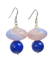 Load image into Gallery viewer, Hand blown glass, dyed agate and fresh water cultured pearls earrings … - momola