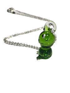 Glass Frog pendant on silver plated chain - momola