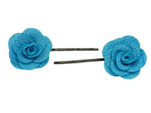 Load image into Gallery viewer, Fabric rose on bronze hair pins - momola