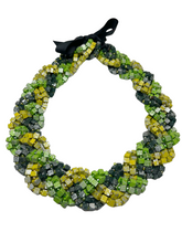 Load image into Gallery viewer, NEXT Pashmina Braid hand painted recycled wooden necklace - 3 Strands - momola