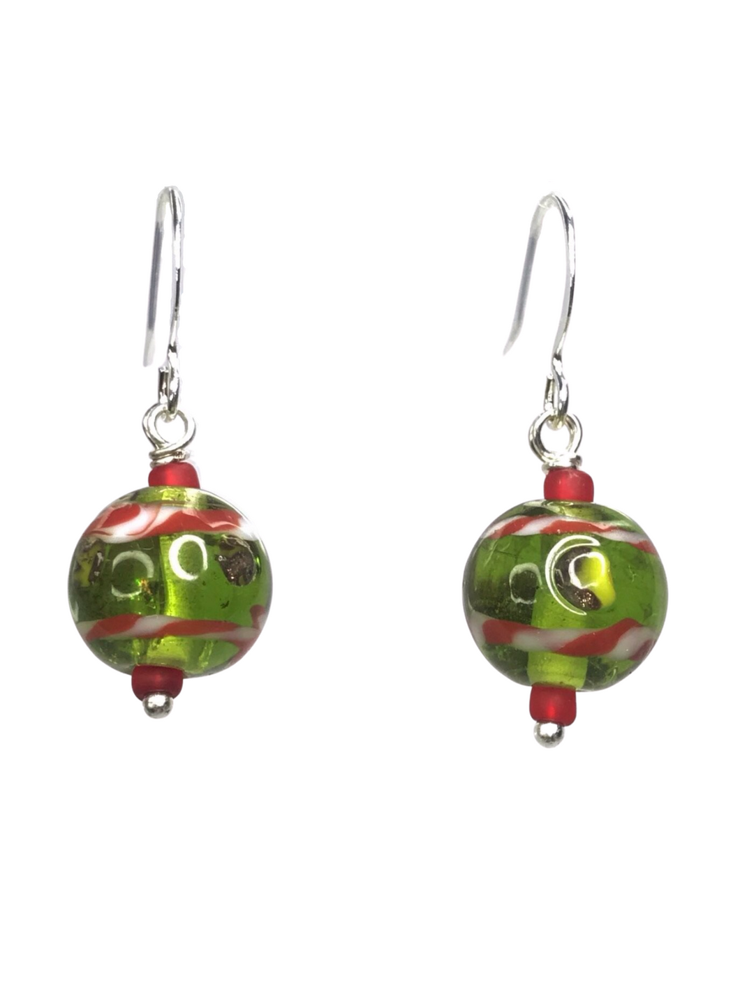 Green hand blown glass earrings - momola