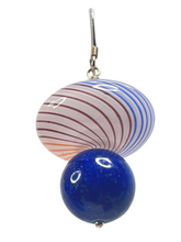 Load image into Gallery viewer, Hand blown glass, dyed agate and fresh water cultured pearls earrings … - momola