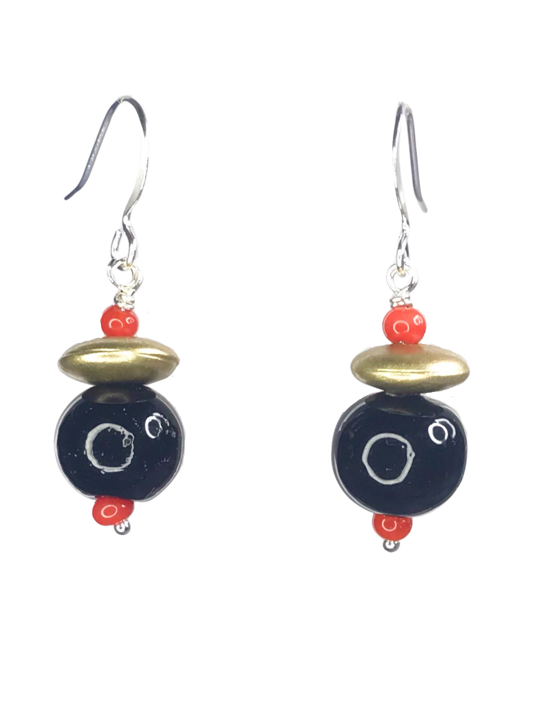 Black Glass beads earrings - momola