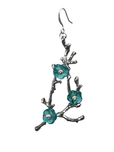 Teal Cherry Blossom earrings - momola