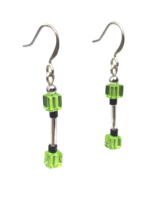 Lime green glass earrings - momola