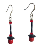 Load image into Gallery viewer, Black &amp; red glass/wooden beads earrings - momola