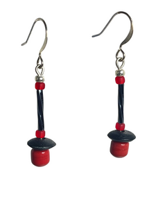 Black & red glass/wooden beads earrings - momola