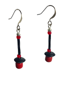 Black & red glass/wooden beads earrings - momola