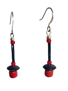 Black & red glass/wooden beads earrings - momola