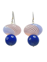 Load image into Gallery viewer, Hand blown glass, dyed agate and fresh water cultured pearls earrings … - momola