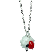 Load image into Gallery viewer, Glass Sleepy sheep pendant on silver plated chain - momola