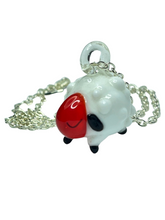 Load image into Gallery viewer, Glass Sleepy sheep pendant on silver plated chain - momola