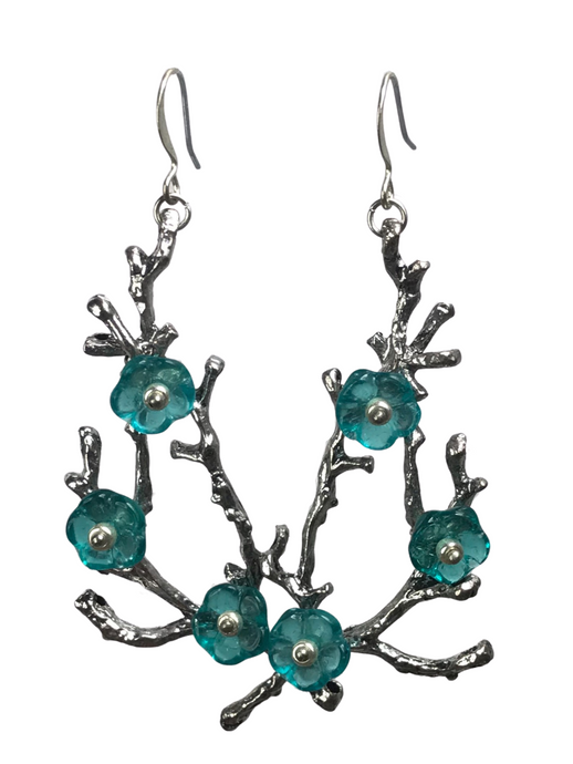 Teal Cherry Blossom earrings - momola