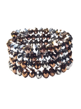 Load image into Gallery viewer, Bronze/silver glass crystal cuff bracelet - momola