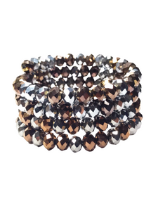 Bronze/silver glass crystal cuff bracelet - momola