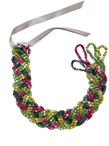 NEXT Pashmina Braid hand painted recycled wooden necklace - 4 Strands - momola