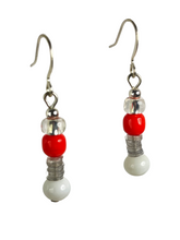 Load image into Gallery viewer, White, orange &amp; clear glass beads earrings - momola